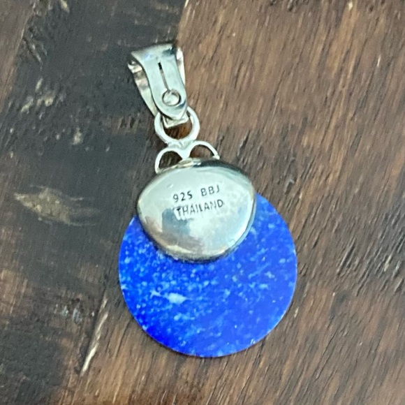 Gemstone Lapis Lazuli Blue Pendant Sterling Silver with Necklace Clip Large 2” - Picture 2 of 7